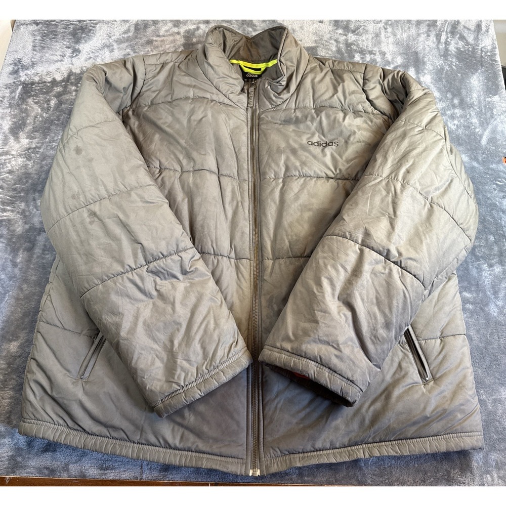 Vintage Adidas Equipment Mens 2XL Grey Down Puffer Jacket 076626 90s